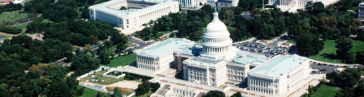 An aerial view of the Capitol Building